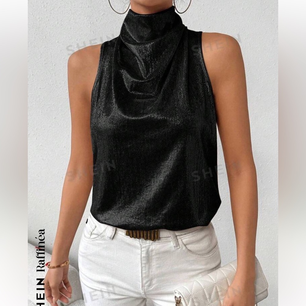 Satin halter top with two button closure NWT.